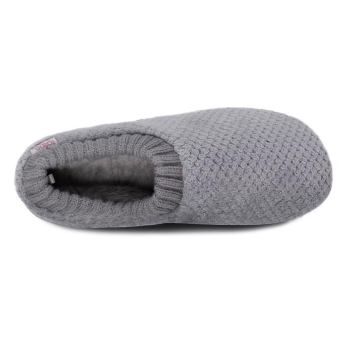 Isotoner® Ladies Popcorn Full Back Bootie Slipper Grey Extra Image 4
